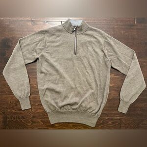 Men’s Peter Millar Crown Soft Brown 1/4 Zip Wool/ Silk Pullover - Size Large